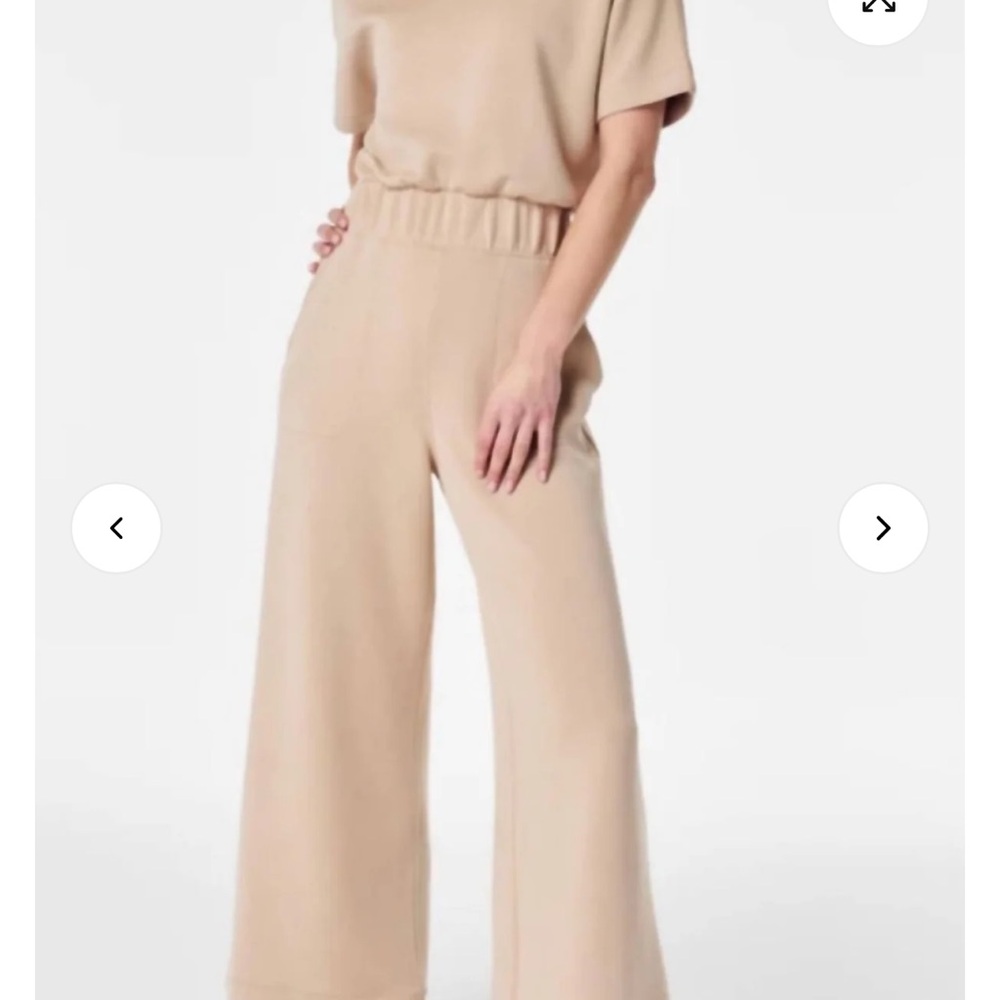 SPANX AirEssentials Tan Cropped Wide Leg Jumpsuit